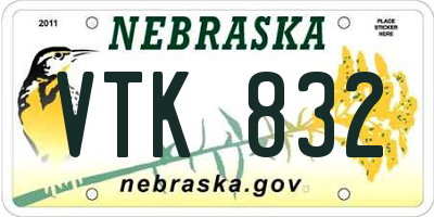 NE license plate VTK832