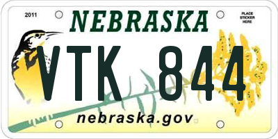 NE license plate VTK844