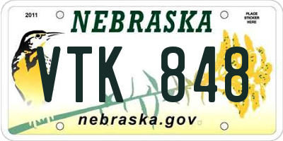 NE license plate VTK848