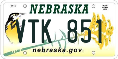 NE license plate VTK851