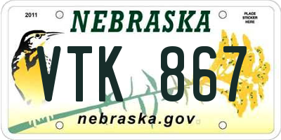 NE license plate VTK867