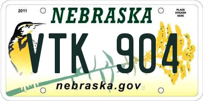 NE license plate VTK904