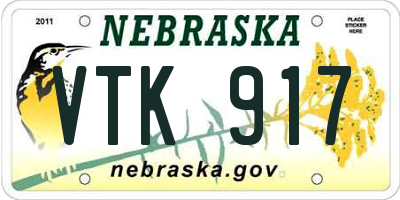 NE license plate VTK917