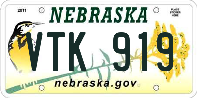 NE license plate VTK919