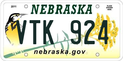 NE license plate VTK924