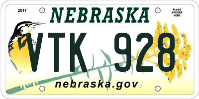 NE license plate VTK928