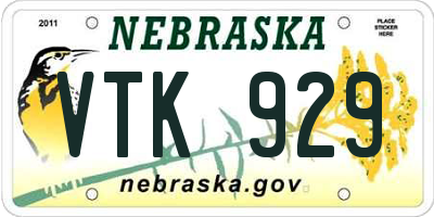 NE license plate VTK929