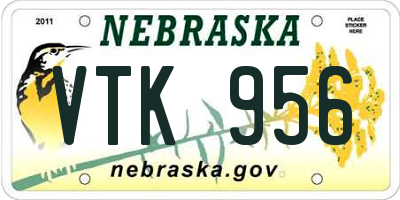 NE license plate VTK956