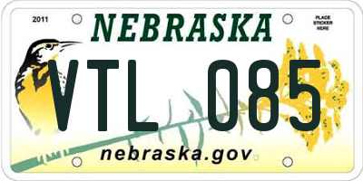 NE license plate VTL085