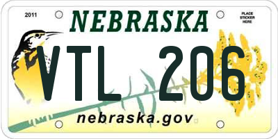 NE license plate VTL206
