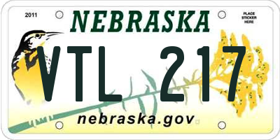 NE license plate VTL217