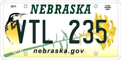 NE license plate VTL235