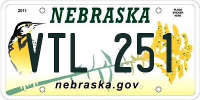 NE license plate VTL251