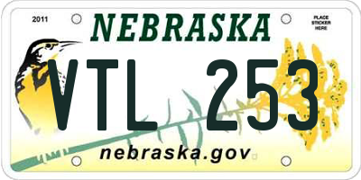 NE license plate VTL253
