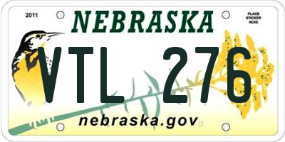 NE license plate VTL276