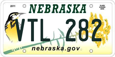 NE license plate VTL282