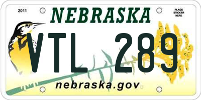 NE license plate VTL289