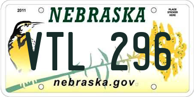 NE license plate VTL296