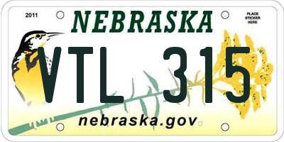 NE license plate VTL315