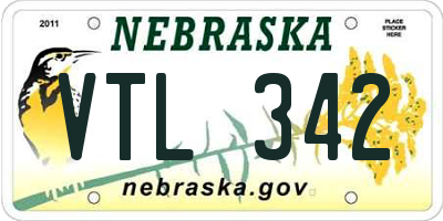 NE license plate VTL342
