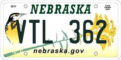 NE license plate VTL362