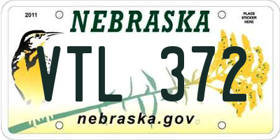 NE license plate VTL372