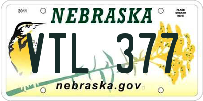 NE license plate VTL377