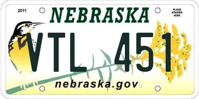 NE license plate VTL451
