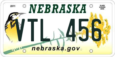 NE license plate VTL456