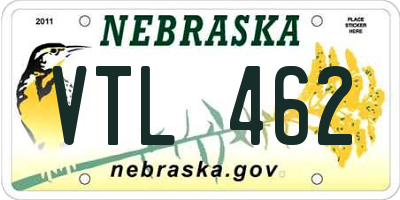 NE license plate VTL462