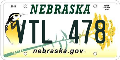 NE license plate VTL478