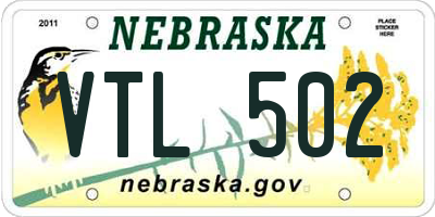 NE license plate VTL502