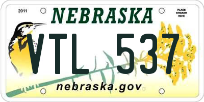 NE license plate VTL537