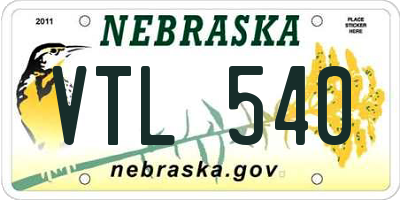 NE license plate VTL540