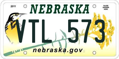 NE license plate VTL573