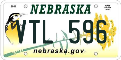 NE license plate VTL596