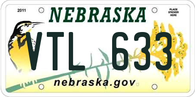 NE license plate VTL633
