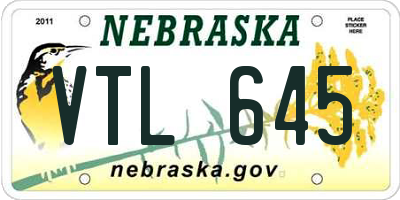 NE license plate VTL645