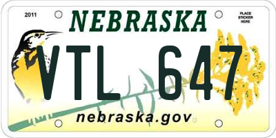 NE license plate VTL647