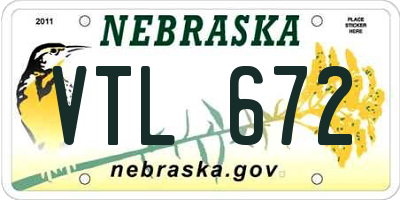NE license plate VTL672