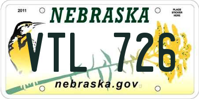 NE license plate VTL726