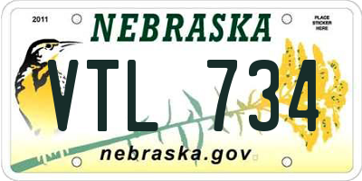 NE license plate VTL734