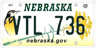 NE license plate VTL736