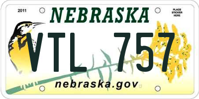 NE license plate VTL757