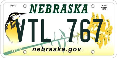 NE license plate VTL767