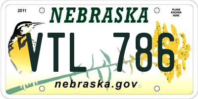 NE license plate VTL786