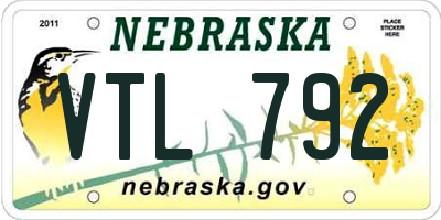 NE license plate VTL792