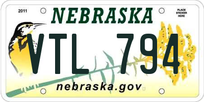 NE license plate VTL794