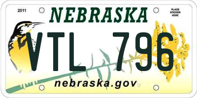 NE license plate VTL796