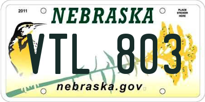 NE license plate VTL803